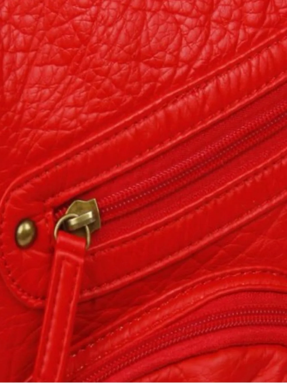 Bold Red Women's Shoulder Bag with Front Pockets